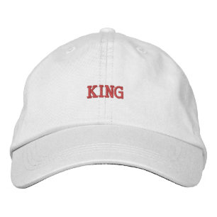 Classic White Cotton Cap with King Embroidery Hat