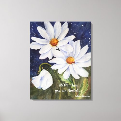 Classic White Daisies in Watercolors Canvas Print