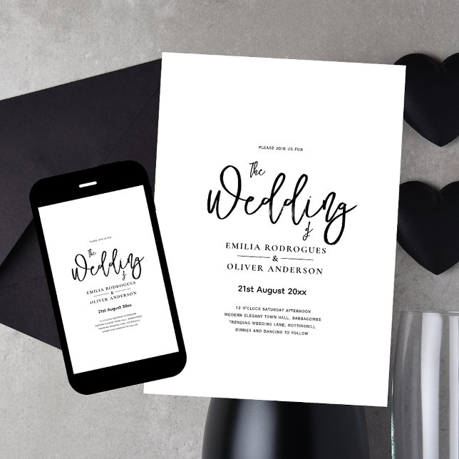 Classic White Elegant Print or Digital Wedding Invitation (Creator Uploaded)