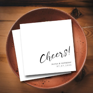 Classic White Elegant Swash Script Cheers Wedding Napkins