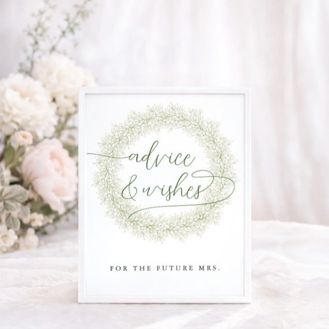 Classic White Flower Bridal Shower Advice & Wishes Poster (Creator Uploaded)