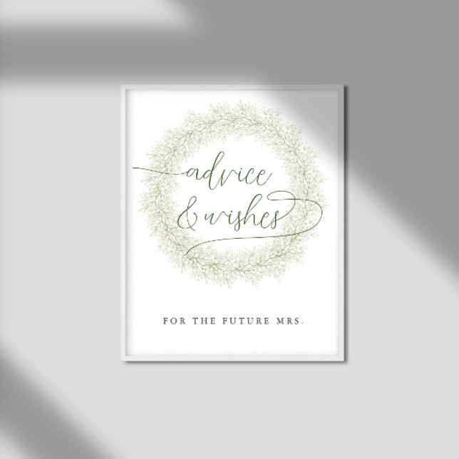 Classic White Flower Bridal Shower Advice & Wishes Poster (Creator Uploaded)