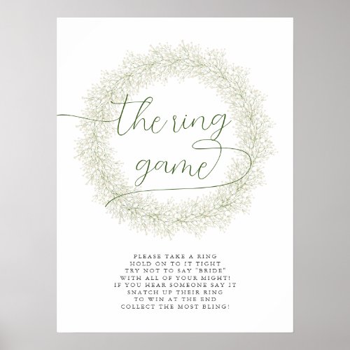 Classic White Flower Bridal Shower The Ring Game Poster