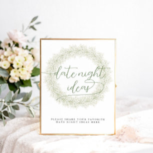 Classic White Flowers Bridal Shower Date Night Poster
