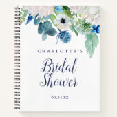 Classic White Flowers Bridal Shower Gift List Notebook (Front)