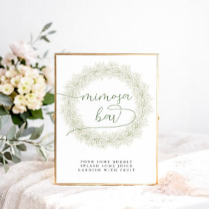 Classic White Flowers Bridal Shower Mimosa Bar Poster
