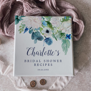 Classic White Flowers Bridal Shower Recipe 3 Ring Binder