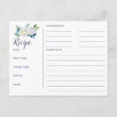 Classic White Flowers Bridal Shower Recipe Cards (Front)