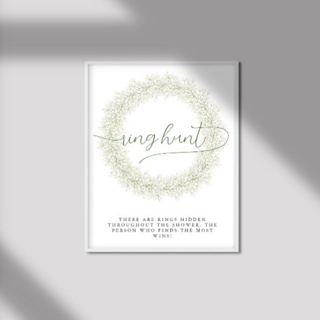 Classic White Flowers Bridal Shower Ring Hunt Poster (Creator Uploaded)