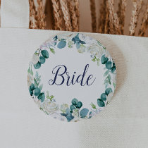 Classic White Flowers Bride Bridal Shower Button