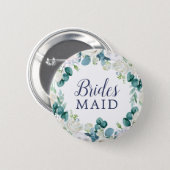 Classic White Flowers Bridesmaid Bridal Shower Button (Front & Back)