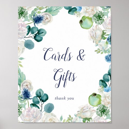 Classic White Flowers Cards and Gifts Sign