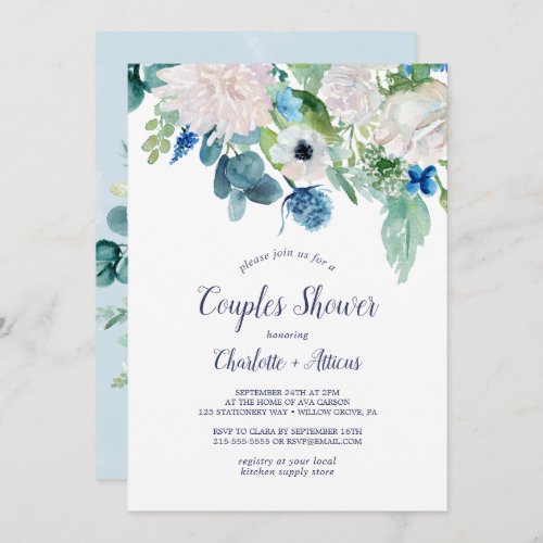 Classic White Flowers Couples Shower Invitation