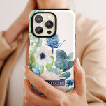 Classic White Flowers Custom Name iPhone X Case<br><div class="desc">This classic white flowers custom name phone case is the perfect gift for her. The elegant floral design features soft ivory and anemones and peonies with touches of periwinkle blue watercolor flowers and green foliage. Personalize the case with her first or last name.</div>