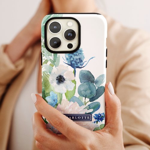 Classic White Flowers Custom Name iPhone X Case