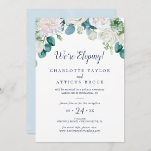 Classic White Flowers Elopement Reception Invitation