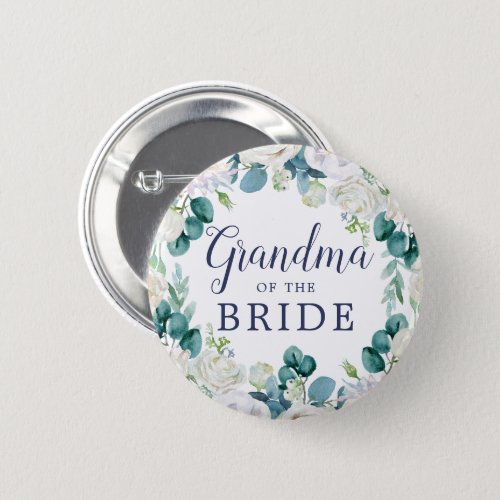 Classic White Flowers Grandma of the Bride Button