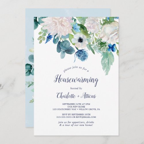 Classic White Flowers Housewarming Party Invitation