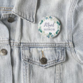 Classic White Flowers Maid of Honor Bridal Shower Button (In Situ)