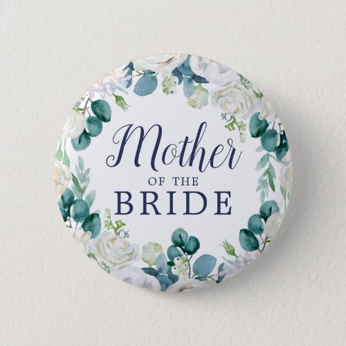 Classic White Flowers Mother of the Bride Button