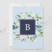Classic White Flowers | Navy The Wedding Of Invitation (Back)