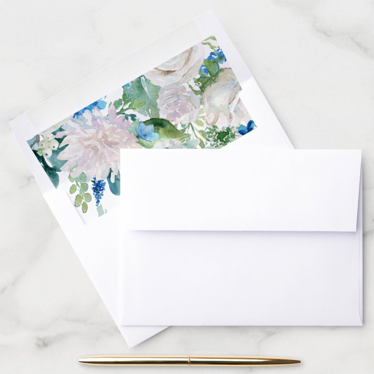 Classic White Flowers Pattern Envelope Liner | Zazzle