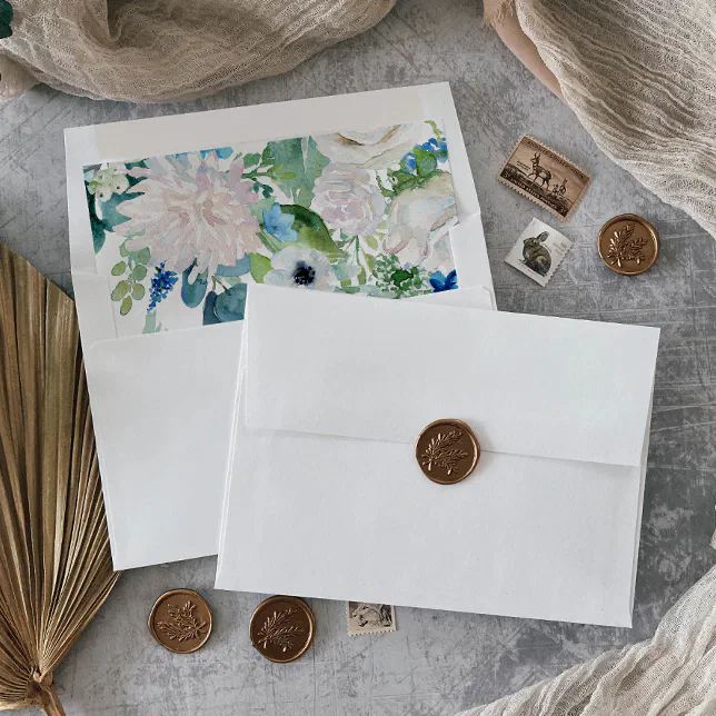 Classic White Flowers Pattern Envelope Liner | Zazzle