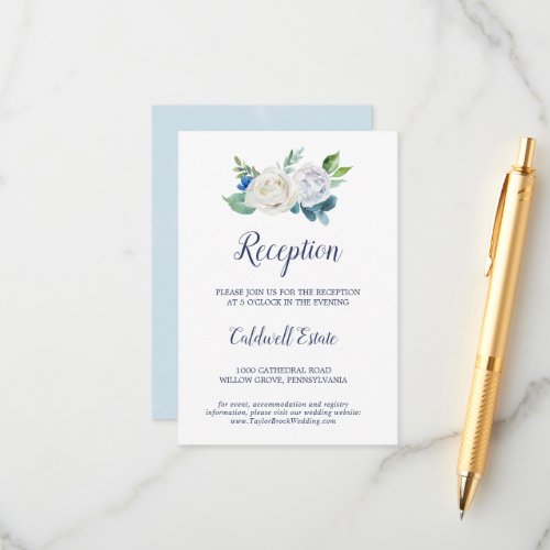 Classic White Flowers Reception Insert Card