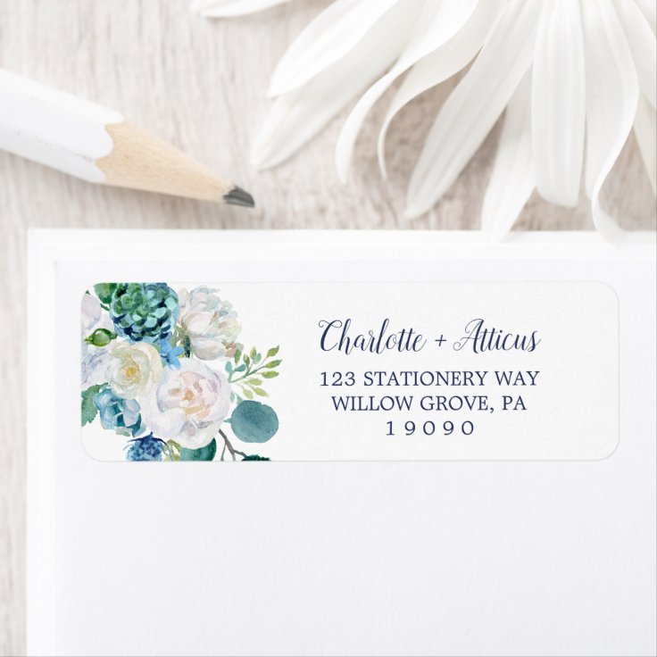 Classic White Flowers Return Address Label | Zazzle