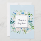 Classic White Flowers Rustic It's A Boy Invitation (Back)