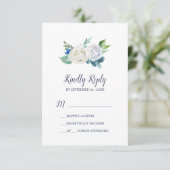 Classic White Flowers Simple RSVP Card (Standing Front)