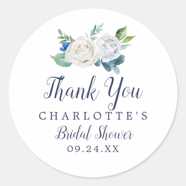 Classic White Flowers Thank You Favor Sticker (Front)