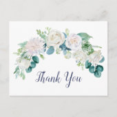 Classic White Flowers Thank You Postcard (Front)