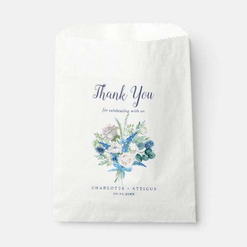 Classic White Flowers Thank You Wedding Favor Bag