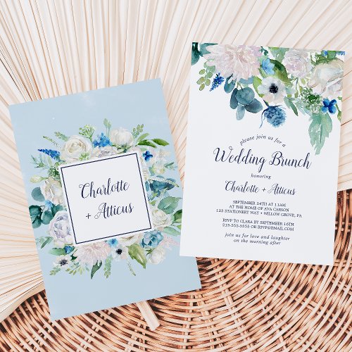 Classic White Flowers Wedding Brunch Invitation