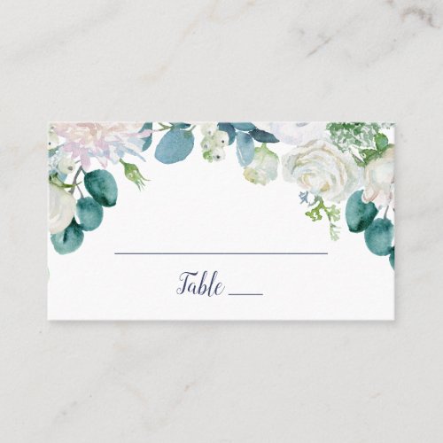 Classic White Flowers Wedding Place Card