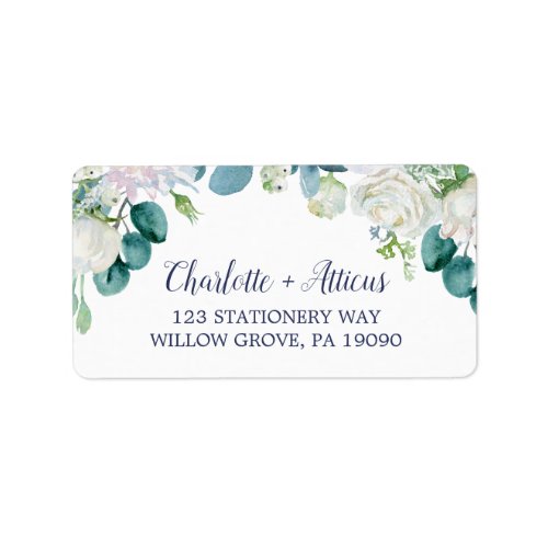 Classic White Flowers Wedding RSVP Address Labels