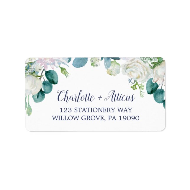 Classic White Flowers Wedding RSVP Address Labels (Front)