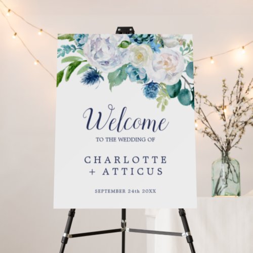 Classic White Flowers Welcome Wedding Foam Board