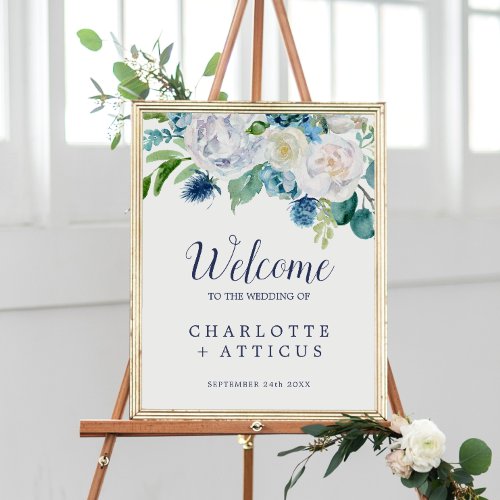 Classic White Flowers Welcome Wedding Poster