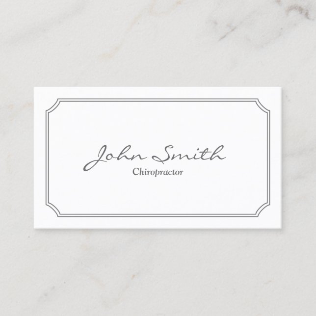Classic White Frame Chiropractor Business Card (Front)