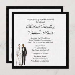 Classic White Gay Wedding Invitation
