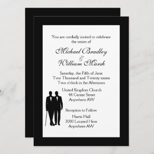 Classic White Gay Wedding Invitation