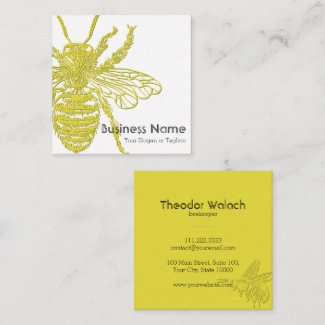 Classic White Gold Bee Professional Square Business Card