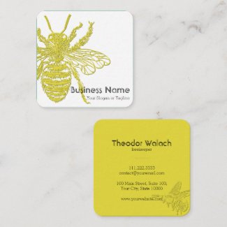 Classic White Gold Bee Professional Square Business Card