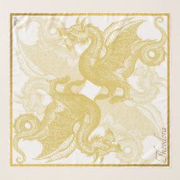 Classic White Gold Dragon  Scarf