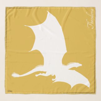 Classic White Gold Flighting Dragon Scarf