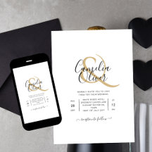 Classic White Gold Script Print or Digital Wedding