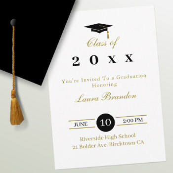 Classic White Graduation Invitation by studioart at Zazzle