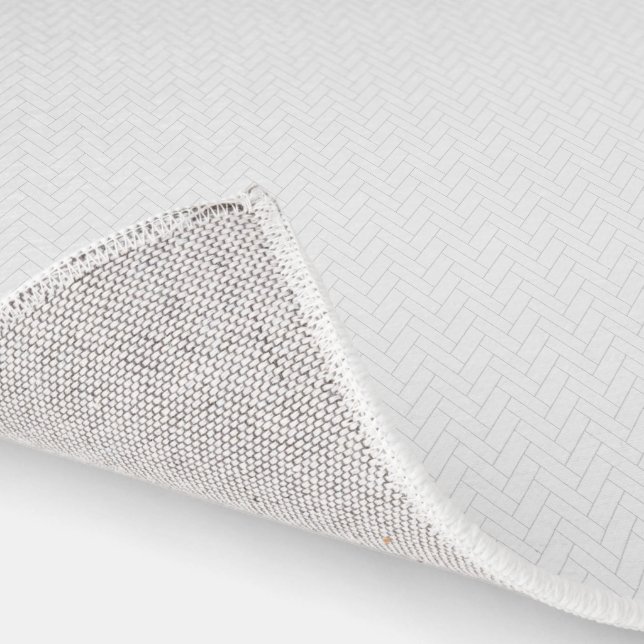 Classic White Gray Herringbone Pattern Rug (Indoor)